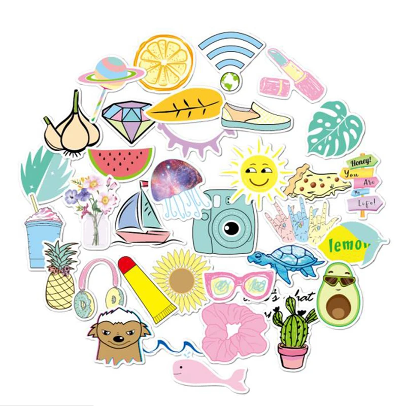 

35 шт Стильная футболка с изображением персонажей видеоигр "сделай сам" природа Стикеры для катания на скейтборде камера ноутбука наклейки В...