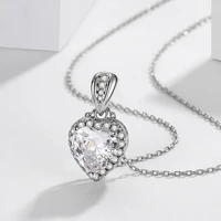 aaa natural diamond necklaces pendants 925 sterling silver necklaces for female heart romantic wedding jewelry gift with chain