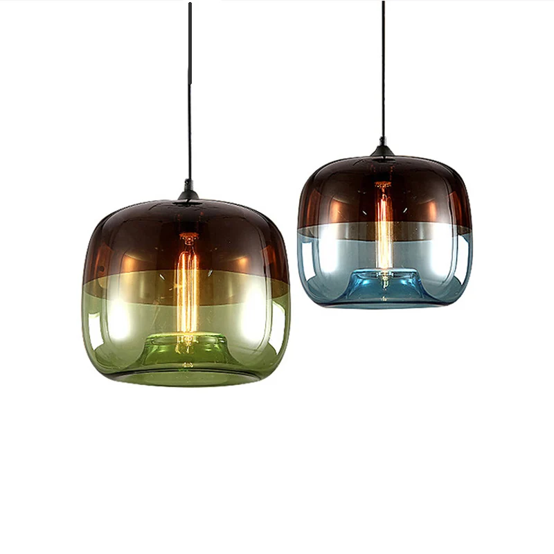 Nordic creative Apple glass blue-green pendant lamp restaurant modern simple single head bar clothing store lights