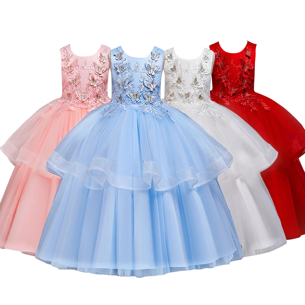 Butterfly Princess Dress Flower Girls Wedding Bridesmaid Dresses for Kids Tulle Long Elegant Ball Gown Party |