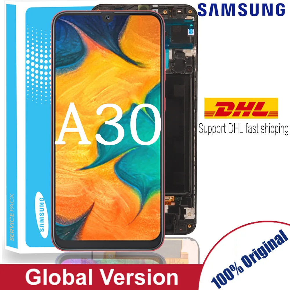 ЖК-дисплей Super AMOLED 6 4 ''для samsung Galaxy A30 A305/DS A305F A305FD A305A сенсорный экран с