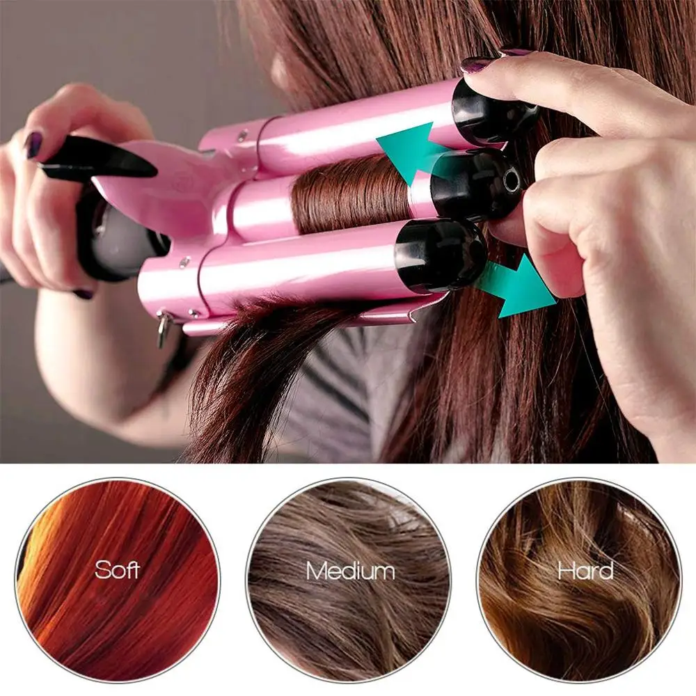 

3 Barrel Curling Iron Wand Triple Barrels Fast Heating Hair Waver 26mm Curler Ceramic Crimper Tourmaline Hair Styler