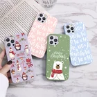 Рождественский чехол для iPhone XR X XS 12 13 Mini Pro Max 11, мягкий чехол из ТПУ для iPhone 7 8 6 6S Plus 5, милый медведь, силиконовый чехол