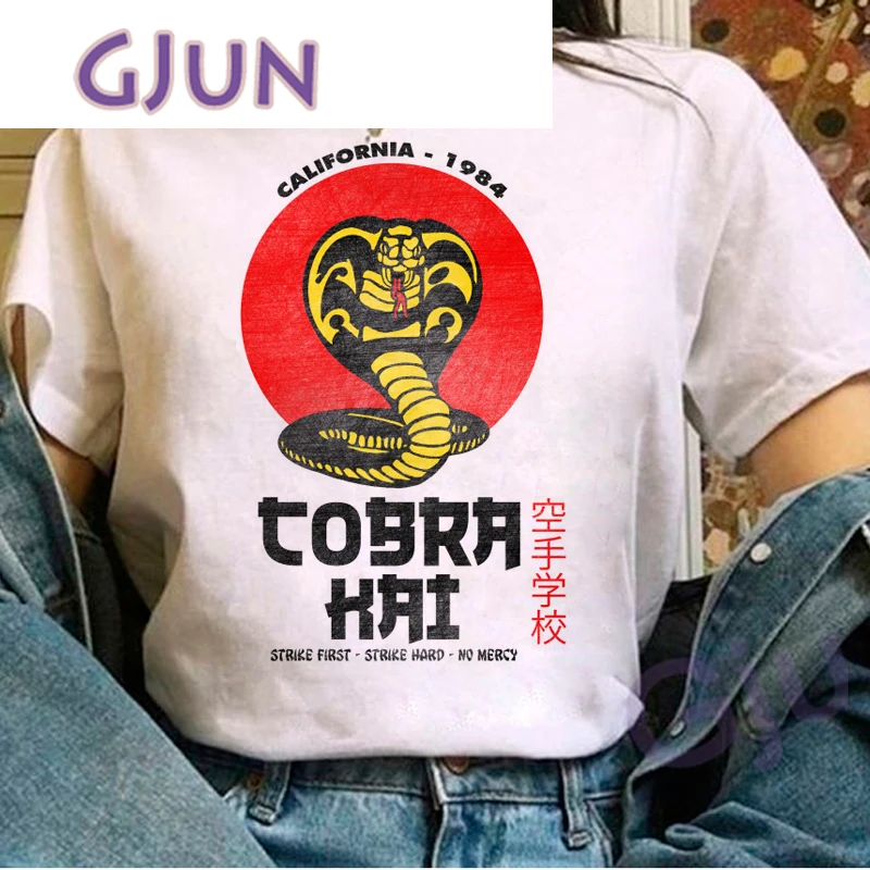 

Футболка мужская с принтом кобры Кай, милый топ в стиле Харадзюку, забавный графический мультяшный рисунок, гранж-эстетика, унисекс, на лето