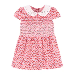 Little MavenНовые Летние Детские Полосатые платья с аппликацией, картина с кошками и круглым вырезом для девочек от 2 до 7 лет, Хлопковые вязаные платья с короткими рукавами и пуговицами