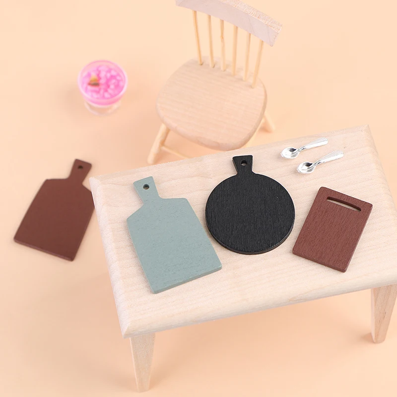 

3Pcs/Set 1:12 Dollhouse Mini Wooden Pallet Dinner Plate Cake Pizza Tray Doll Kitchen Cooking Decor Doll house Accessories