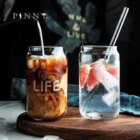 pinny glass coffee cup ins style transparent milk drink mug borosilicate glass fruit juice drinkware