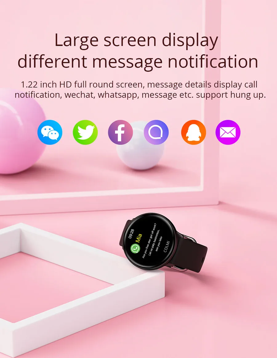 COLMI SKY2 Smart Watch IP68 Waterproof Fitness Activity Tracker Heart Rate Monitor Bluetooth Brim Sport Men Women Smart Clock