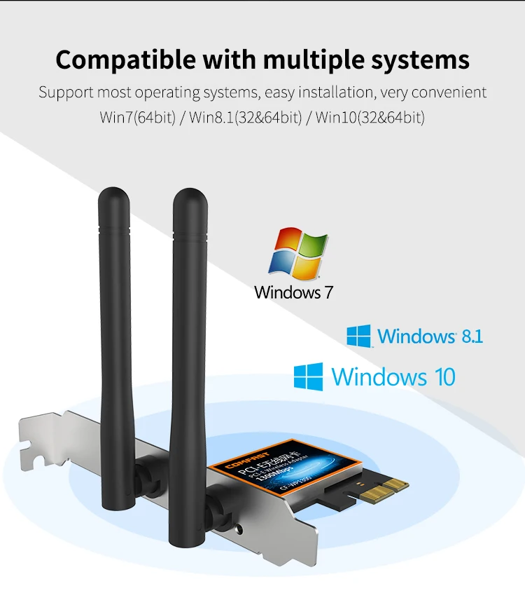 Сетевая карта Wireless-AC RTL8822 PCI Express PCi-e 1300 Мбит/с 802.11b/G/N Gigabit для Win7 8 10 | Компьютеры и