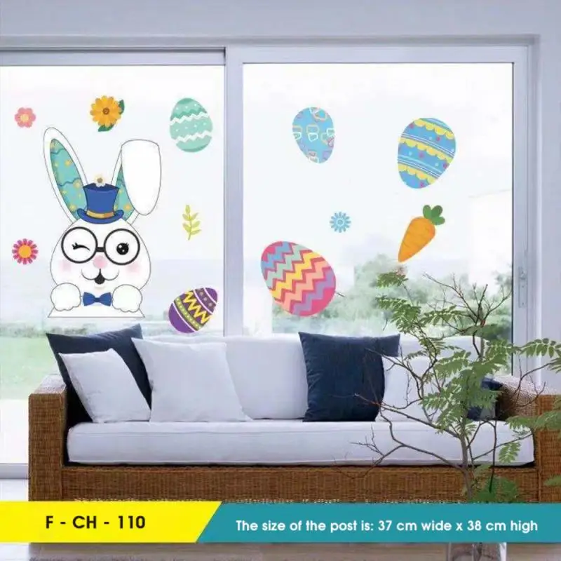 

Easter Window Decal Bunny Egg Faceless Dwarf Static Stickers Cute Wall Glass Stickers for Kids Rooms New Year Window Decorations
