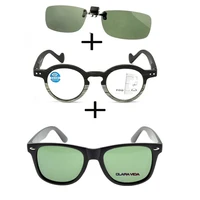 3pcs progressive multifocal near and far reading glasses for men women squared polarized sunglasses pillot sunglasses clip