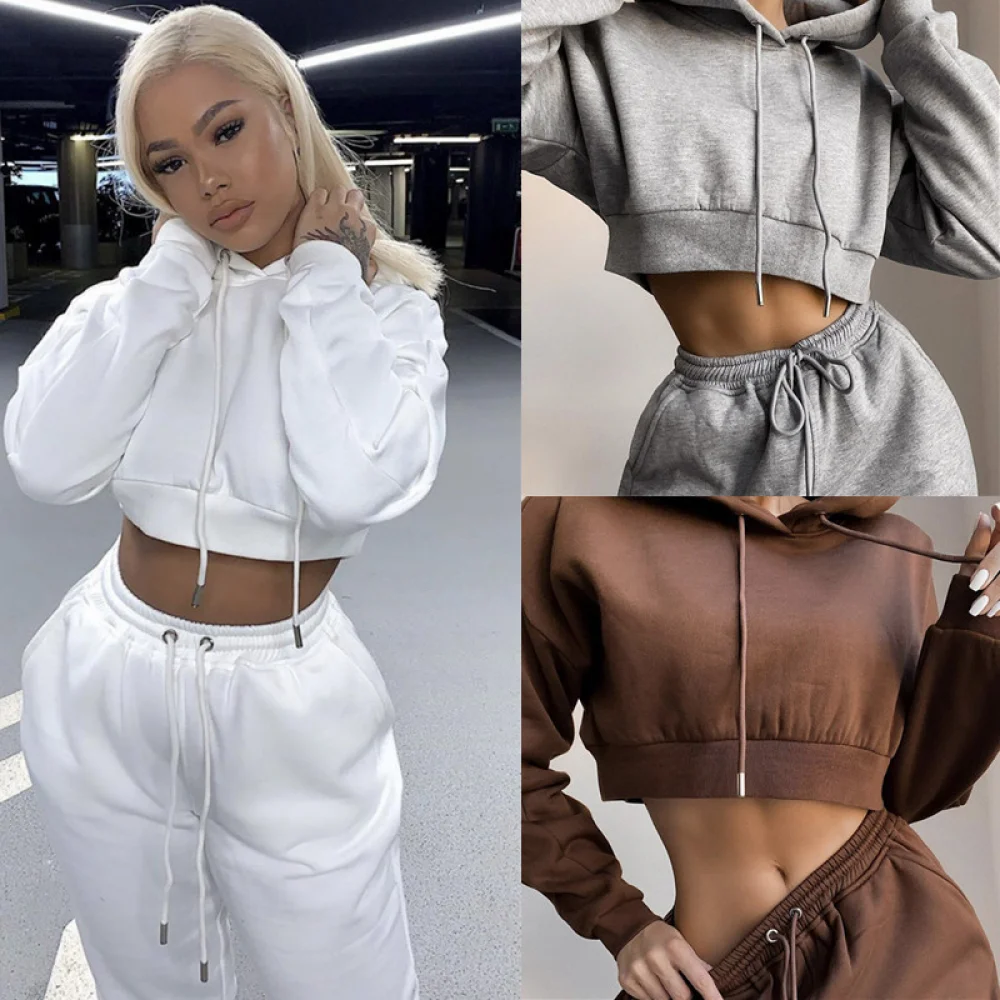 

2 Piece Set Fashion Women Sportswear Sport Casual Hoodies Sweatshirt Sweatpants Pants Jogger Tracksuit Outfits Winter Sportswear