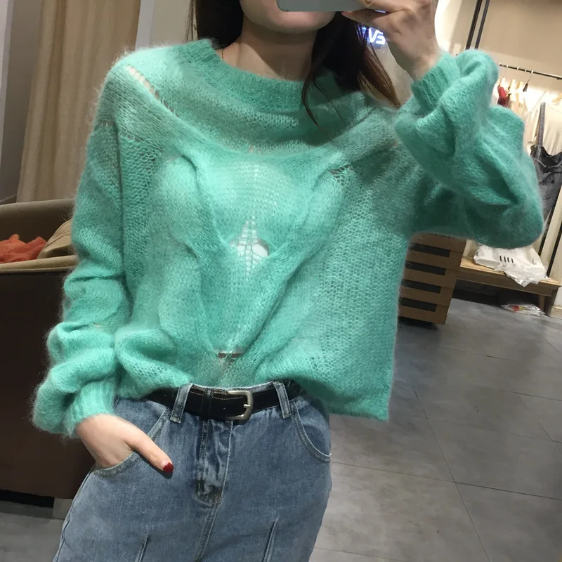 KALENMOS Women Sweater O Neck Lantern Sleeves Pullover Ladies Autumn Winter Knitted Clothes Female Loose New Tops | Женская одежда