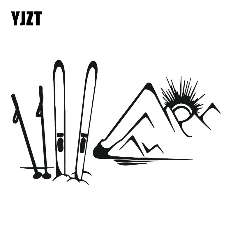 

YJZT 17.9CM*10.6CM Skiing Equipment Car Sticker Car Accessories Vinyl Decal Black/Silver C31-0028