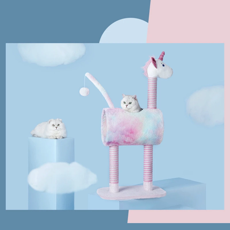 Единорог кошка дерево скребок животных Забавный Когтеточка скалолазание Дерево
