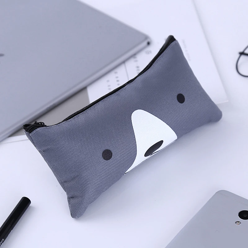 

2019 Cute Cat Cartoon Pencil Canvas Creative Large Zipper Simple Vintage Case Print beauty bag High Quality Capacity Pencil Bag
