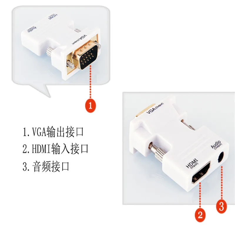 HDMI Женский VGA Мужской конвертер с аудио адаптером поддержка 1080P выходной сигнал