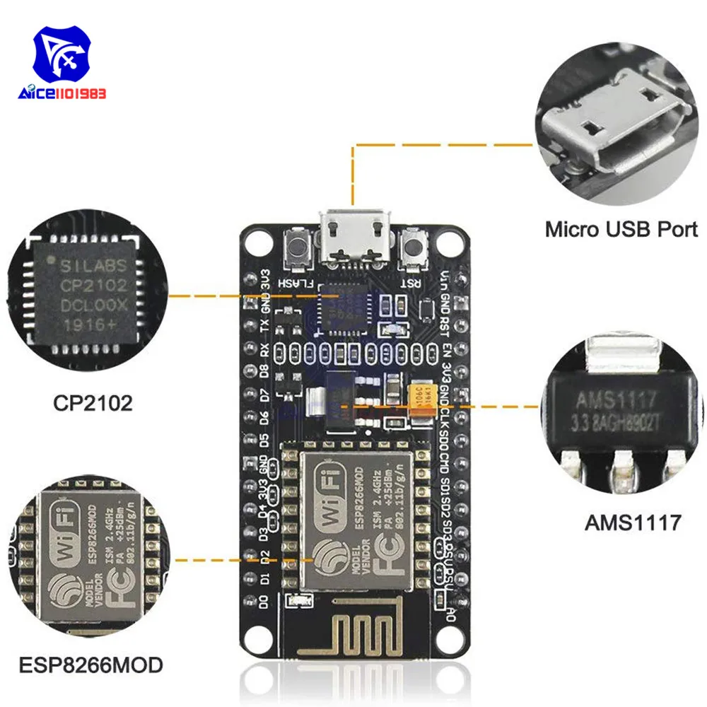 Набор для разработки diymore NodeMCU V2 L293N Щит двигателя ESP12E CP2102 ESP8266 самостоятельной