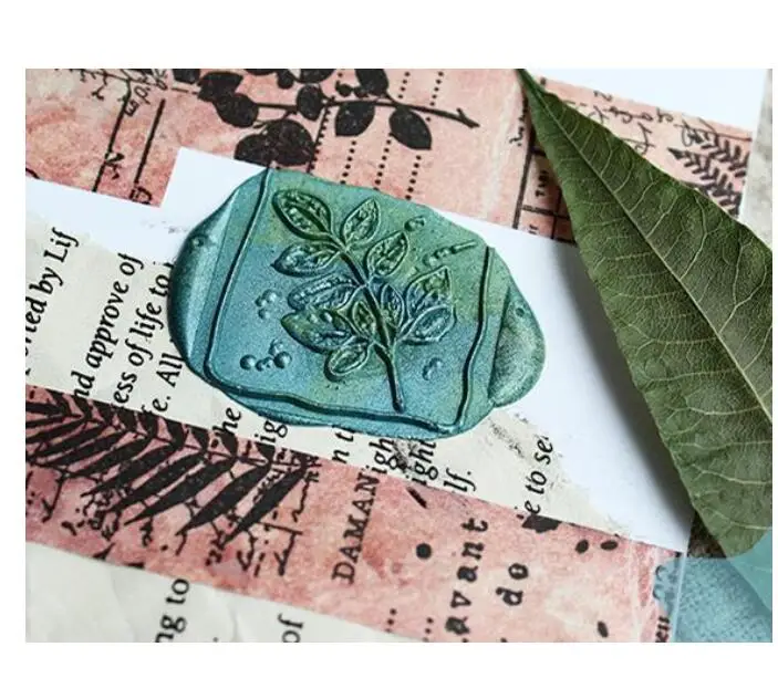 Грибы цветы завод печать штамп с деревянной ручкой воск на Конверт