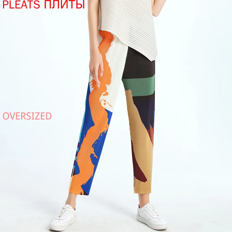 

Miyake Folds New Summer Loose Casual Wide-leg Women's High Waist Drape Nine-point Straight Pants Thin Section PLEATS Oggers