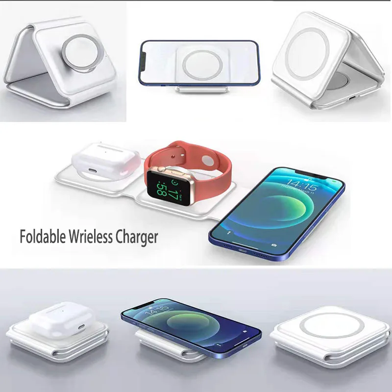 3 in 1 wireless charging pad foldable wireless charger for apple watch airpods iphone 131212mini12promax 11samsung galaxy free global shipping