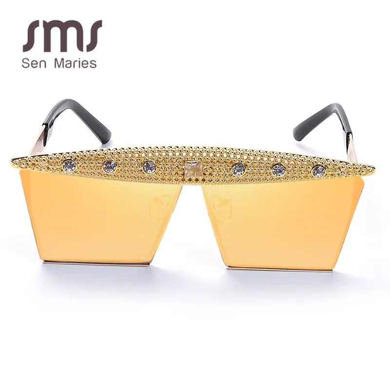 Модные квадратные солнцезащитные очки с цирконием стразы женские и мужские