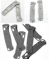 1 pair lattice texture patch aluminium alloy knife shank handle grips for bm bugout 535 folding knife patch accessories