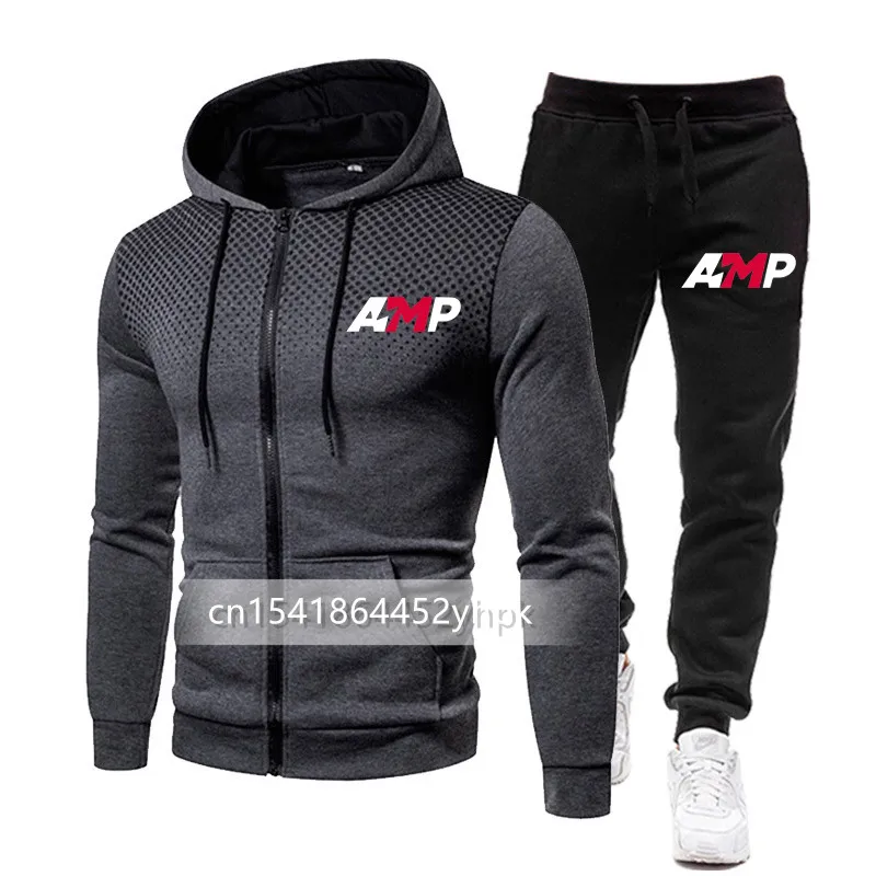 

Trampoline basketball sportswear AMP Wave point hooded 2021new men's tracksuit spring clothing streetwear hip-hop two-piece suit