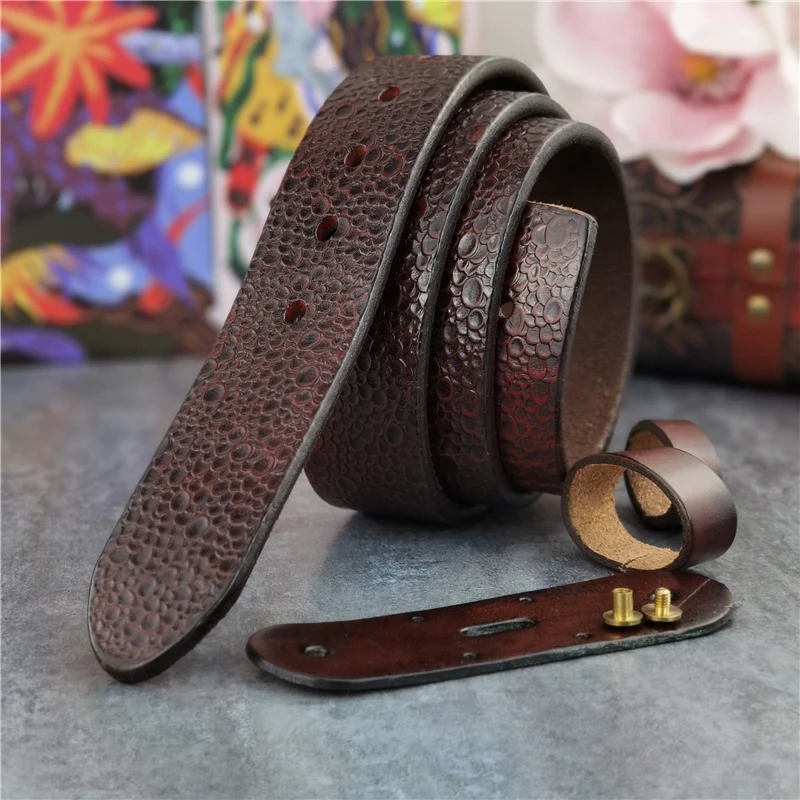 

Luxury Vintage Pop Dot Carving Top Thick Leather Men Belt Without Buckle Cinturon Mujer Mens Leather Belts Without Buckles SP13