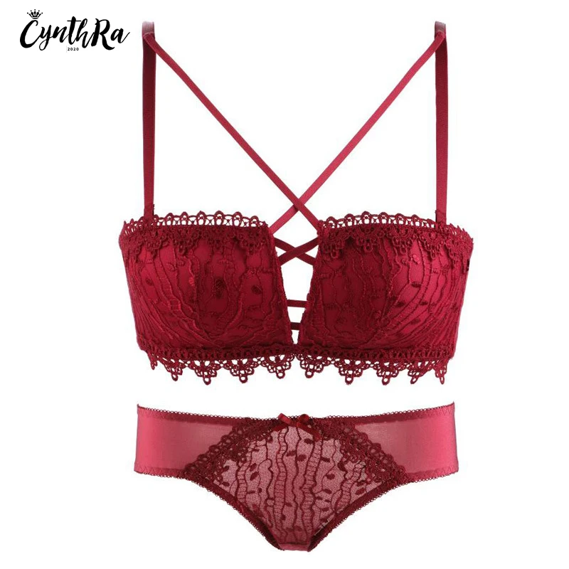 

Underwear Suit Sexy Lace Women Wireless Seamless Bra And Penties Soft Push Up Beautiful Back Thin Bra Lingerie Sets For Women