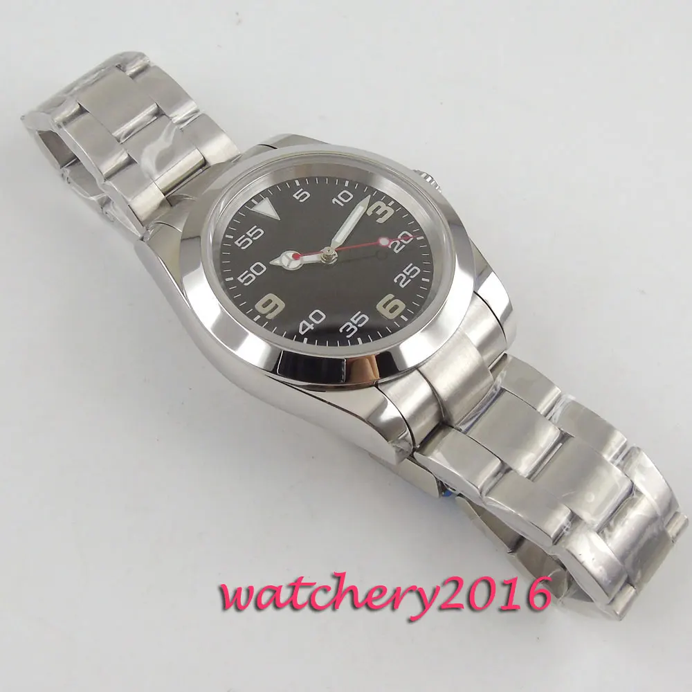 40 мм черный циферблат сапфировое стекло полированные светящиеся отметки Miyota 8215