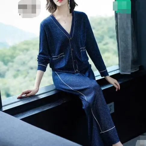 2020 Ol подиумный Женский комплект 2 шт. офисный винтажный вязаный роскошный