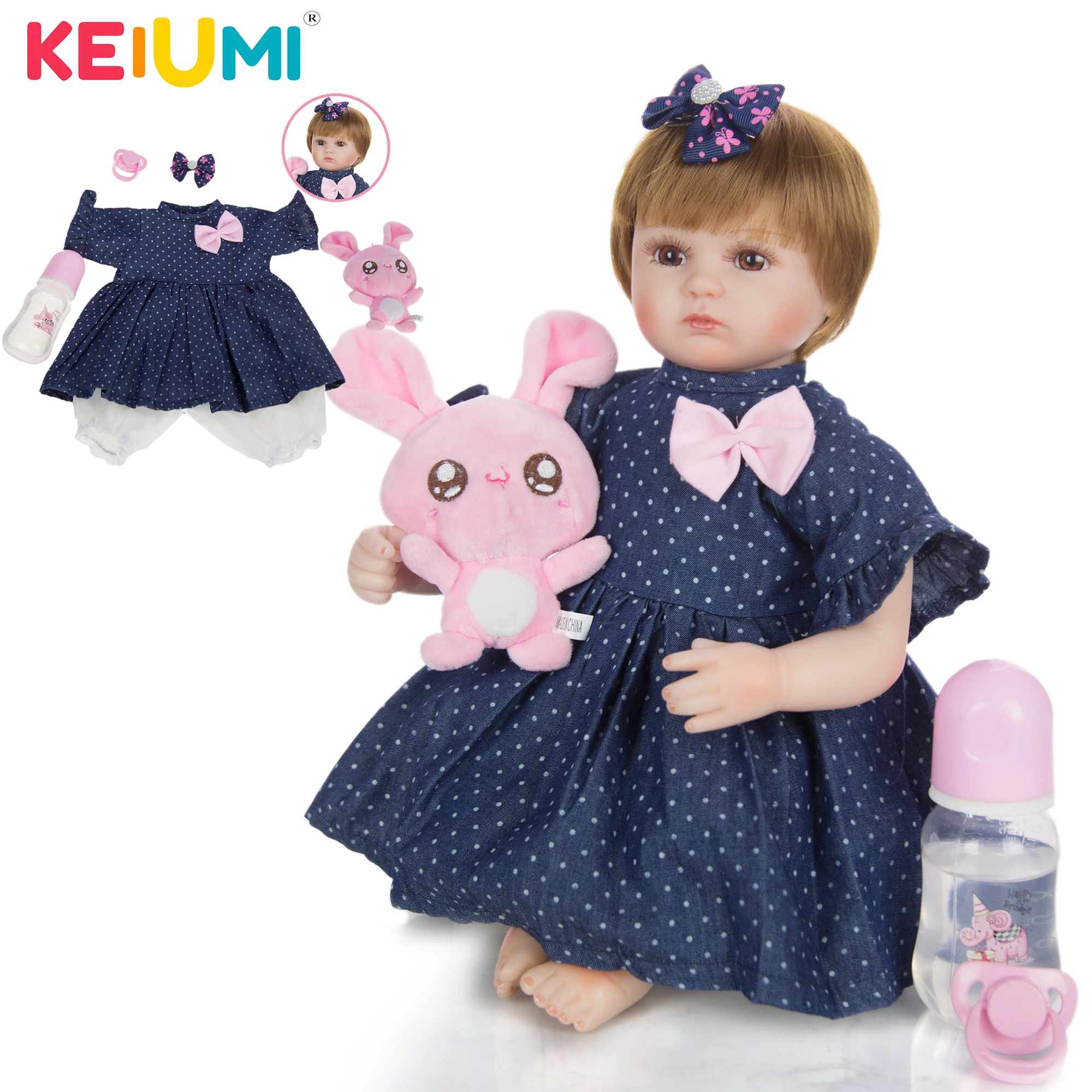 KEIUMI Customize 17 дюймов силиконовая кукла для новорожденных детей подарок девочек