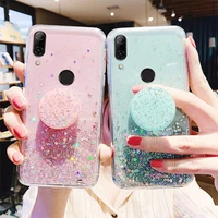 for huawei honor 8x case 3d luxury bling glitter star holder cover on huawei honor 8a 8s soft silicone covers bumper funda capa