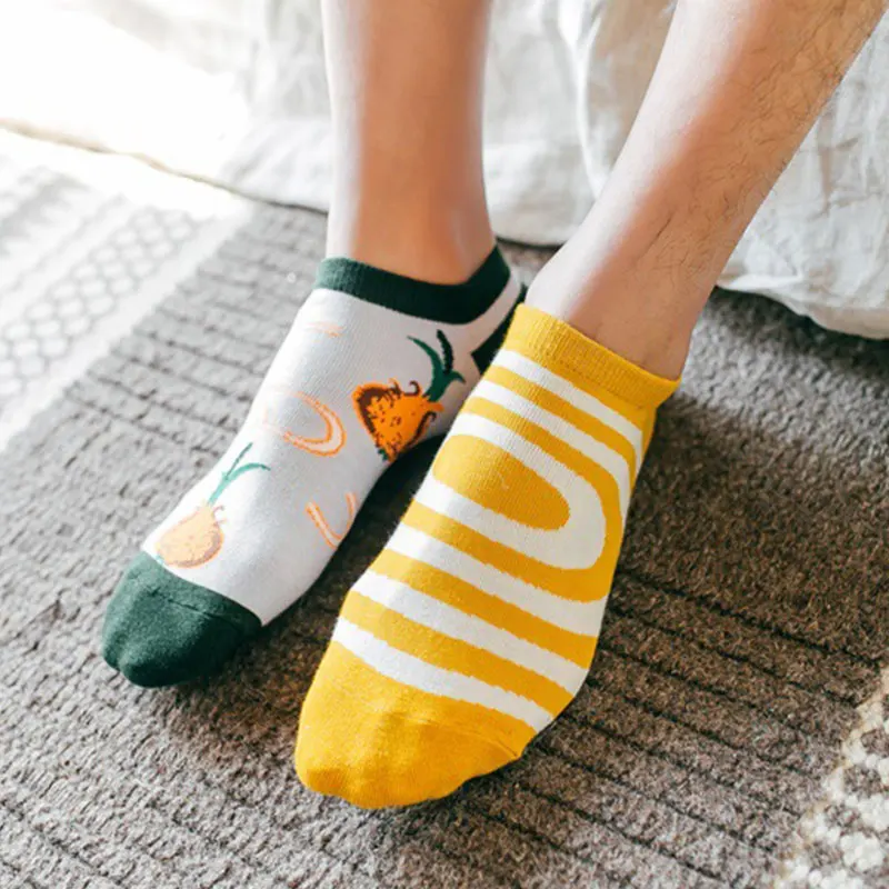 Летние тонкие хлопковые носки для девочек женские с принтом фруктов Необычные