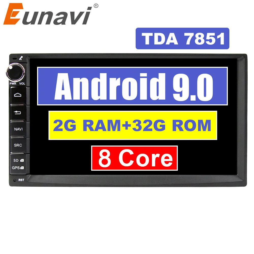 Eunavi 2 din Android 9 0 универсальный автомобильный Радио Стерео gps навигация двойной 2Din