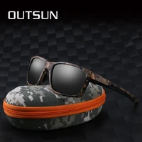outsun men women sunglasses polarized lens sport fishing goggles tr90rubber frame polaroid sun glasses camo case 8706