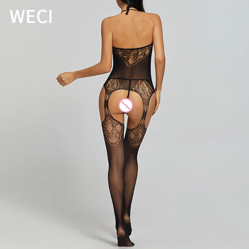 WECI сетки Боди женское белье большого размера Колготки полный ажурный