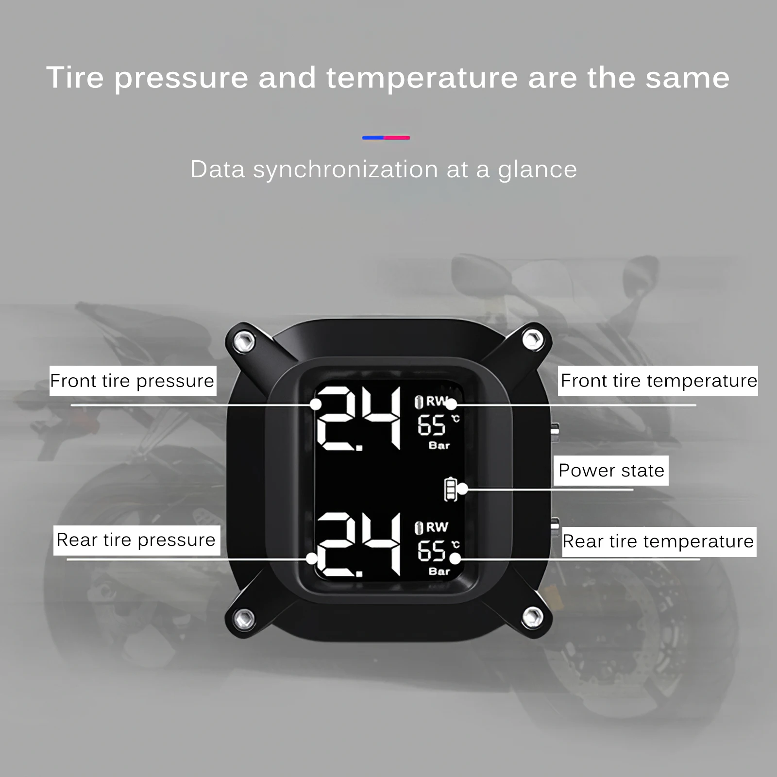 

ЖК-цифровой дисплей монитор давления в шинах мотоцикла Беспроводная высокоточная система контроля электрического детектора для мотоцикло...