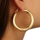 Серьги-кольца женские в стиле панкрок, объемные круглые золотистые в минималистичном стиле, аксессуары для женщин, бижутерия, 2020