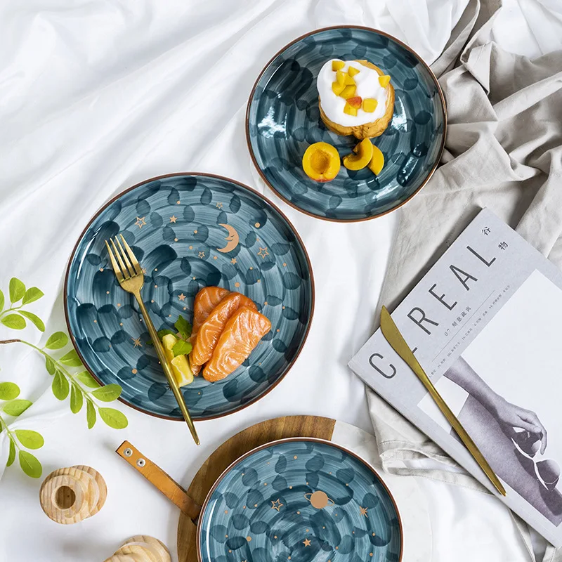 Керамические тарелки для еды домашний декор звездное небо обеденная тарелка