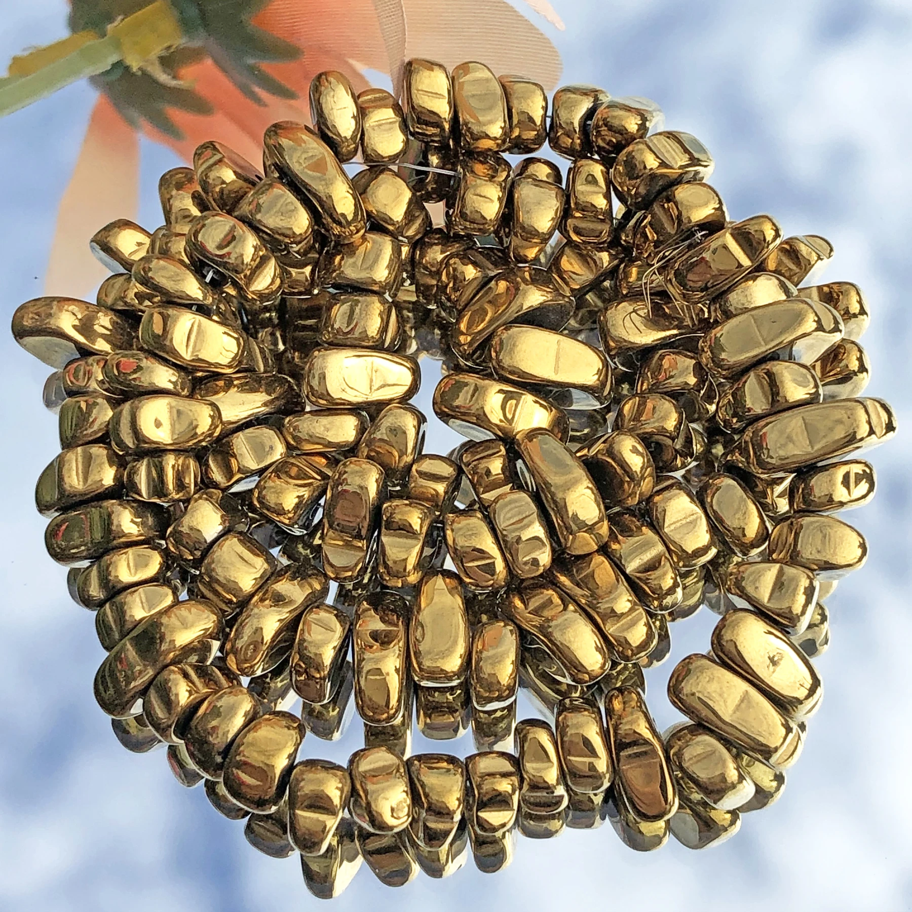 

4-8 мм натуральный камень с покрытием из золота гематит Нерегулярные Гравий камень бусины для самостоятельного изготовления ювелирных изде...