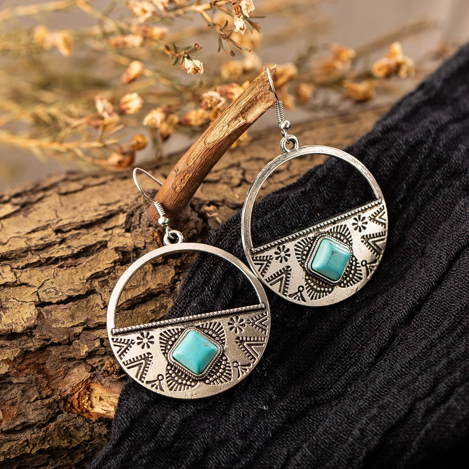 Винтажные серебряные круглые Висячие серьги для женщин 2019 модные свадебные