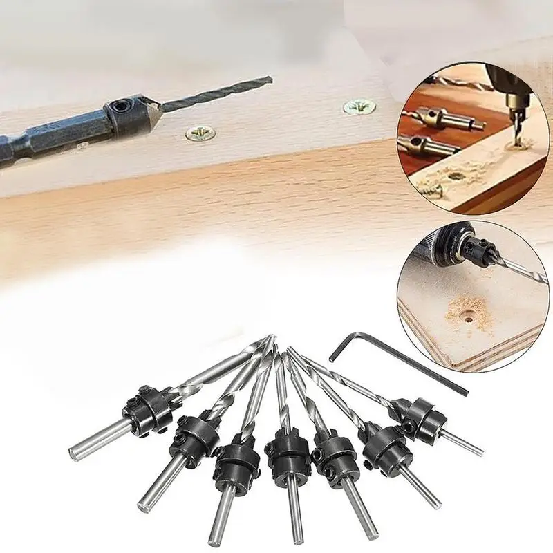 7 шт./компл. конические столешницы сверла для дерева столярные Конические Сверла