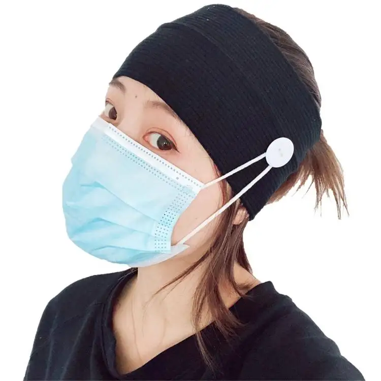 

2 piece/lot Mask Earloop hairband Mask Ear Buckle Elastic headband Ear Lanyard Holder Sports Headbands With Button bandanas