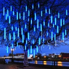 Рождественская гирлянда-метеоритный душ, светодиодная сказочная гирлянда, светильник вая гирлянда, 3050 см, 8 трубок, водонепроницаемое праздничное украшение для сада