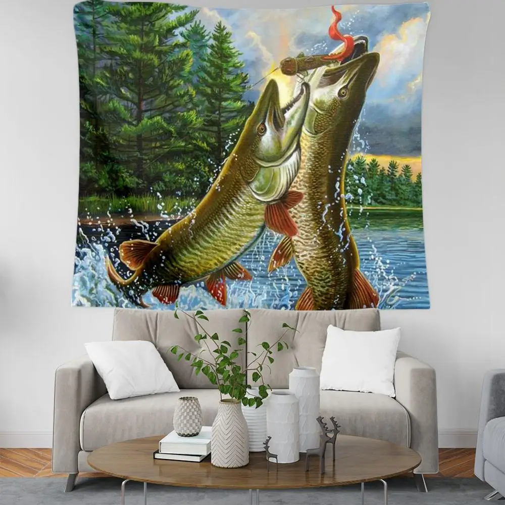 

New animal cartoon fish 3D Tapestry Abstract Art Wall Hanging Tapestry Dormitory Family Bedroom Living Room Decor Craft 005
