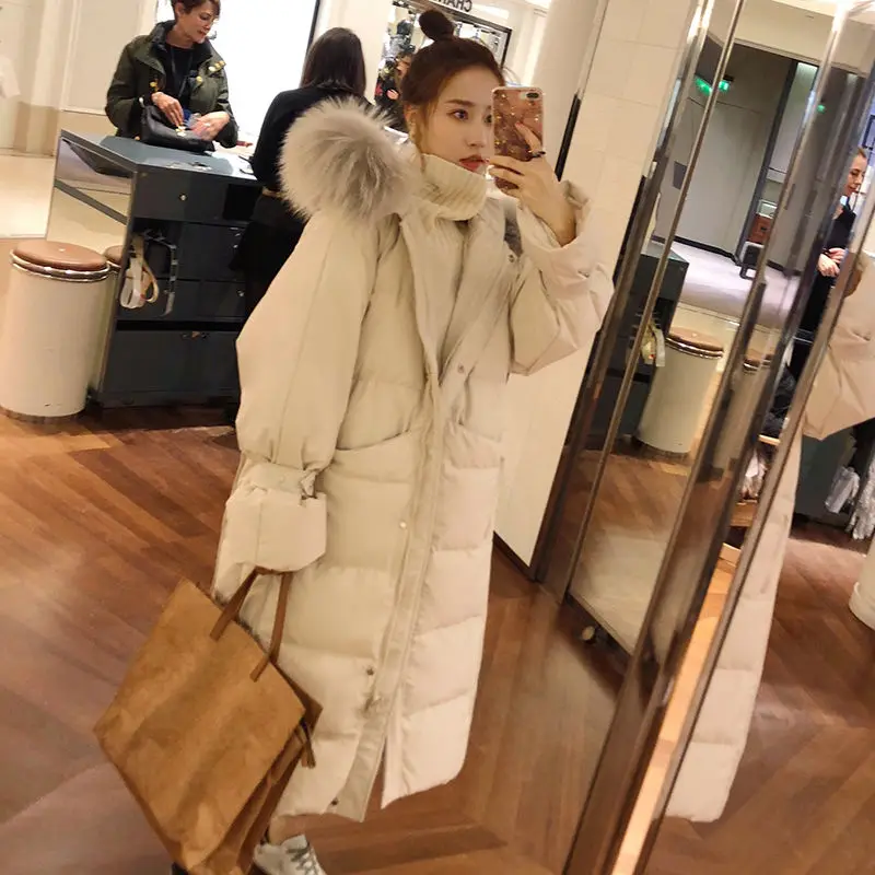 

Fashion woman parkas long women's jackets winter 2020 new Korean version of thick large fur collar over the knee women's jacket