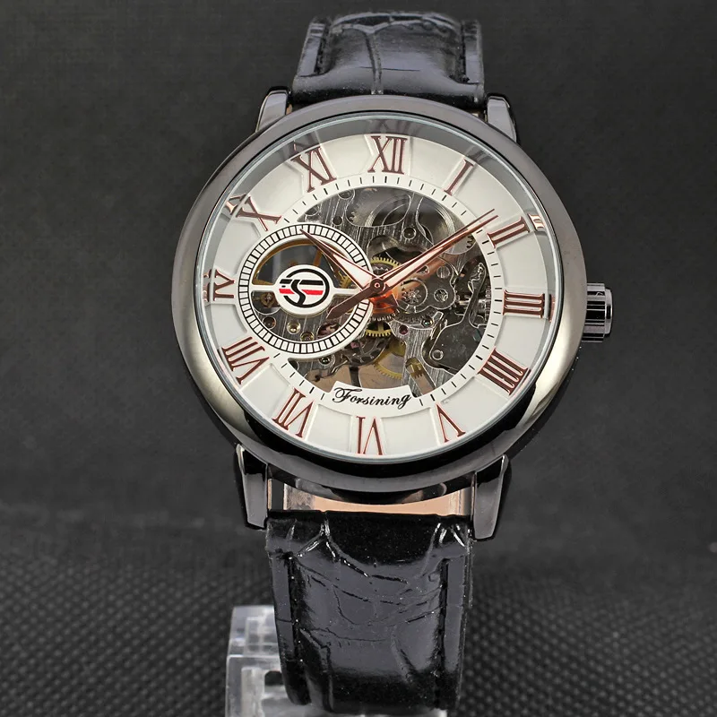 

Mechanical Men's Watch Manual Mechanical Watch Forsining Hollowed Fashion Leather Casual Watch men watches 2020 luxury