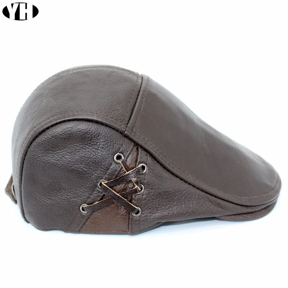 Брендовая Новая модная мужская бейсболка из натуральной кожи брендовая кепка